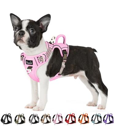 Eyin dog harness for medium-sized dogs adjustable breathable reflective padded and breathable breast dishes with handle and front bracket for daily training (pink m) m (neck: 37-50cm breast: 40-68cm) pink)