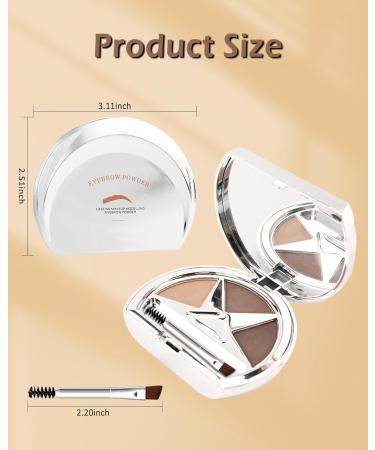 Eyebrow Powder Makeup Palette - Waterproof & Long Lasting 3 Colors Grey Brown Series for Natural Brows with Brush & Mirror - Buy Online on GoSupps.com