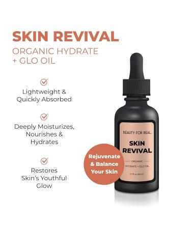 Beauty for Real Skin Revival Hydrate + Glo Oil - Luxury Face Oil for Fine Lines & Wrinkles - Hydrates & Restores Glow - Essential Oils - 1 fl oz - Buy Online on GoSupps.com