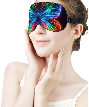 Colorful Neon Butterfly Sleeping Mask - Soft Adjustable Eye Mask for Light Blocking | Perfect Sleep Blindfold for Women Men Girls & Boys - Buy Online on GoSupps.com