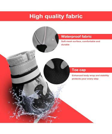 Neuwehe Dog Shoes - Waterproof Paw Protection Boots for Small & Medium Dogs | 4-Piece Set with Reflective Straps & Anti-Slip Sole (Size L Gray) - Buy Online on GoSupps.com