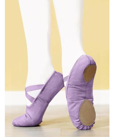 Seaur Girls' Glitter Sequin Satin Ballet Shoes - Leather Sole Dance Shoes for Kids 23-35 EU - Purple D02 Canvas - Buy Online on GoSupps.com