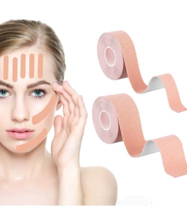 2 Rolls Face Tape Facial Myofascial Lift Tape Anti Wrinkle Patches Face Toning Belts Freeze Stickers Neck Lift Tape for Firming And Tightening Skin(2.5cm*5m&3.8cm*5m)