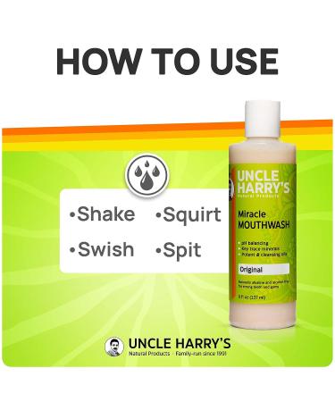 Uncle Harry's Natural Alkalizing Miracle Mouthwash - pH Balanced Oral Care for Bad Breath - 8 fl oz - Buy Online on GoSupps.com