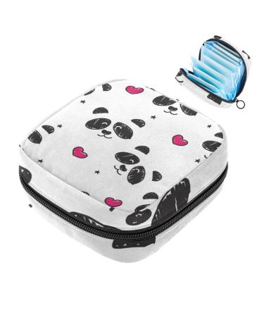 Storage bags for women's bandages panda face with pink hearts portable menstrual pads panty lips tampons women's bandages storage holder for women school office multicolored 02