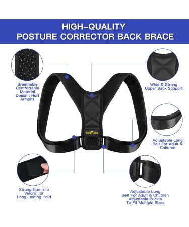 Posture Corrector Brace for Men and Women - Adjustable Upper Back Support for Pain Relief - Clavicle Support - Universal Size - Buy Online on GoSupps.com