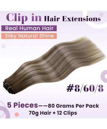 LAAVOO Balayage Clip-In Hair Extensions - 30cm Ombre Real Human Hair | 5pcs/70GR | Perfect for Effortless Style - Buy Online on GoSupps.com