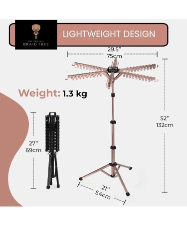 Swivel Braid Tree Braid Rack - Black Pre-assembled Space-Saving Portable Folds away Height Adjustable Hair extension holder rack 114 hook display stand for braiding hair - The OG Braid Tree - Buy Online on GoSupps.com