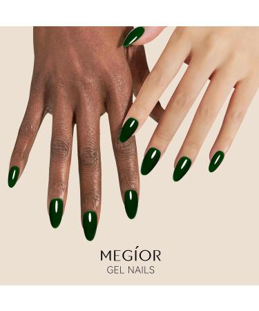 MEGIOR Dark Green Gel Nail Polish 15ml Jade Green Gel Polish High Gloss Soak Off UV LED Nail Gel Polish for Nail Art Manicure Salon DIY Home Gift for Girls - Buy Online on GoSupps.com