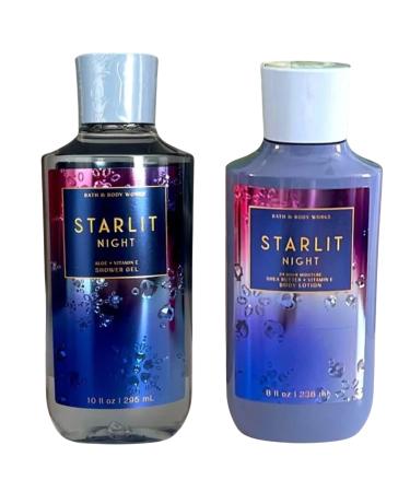 Bath and Body Works Gift Set of 10 oz Shower Gel and 8 oz Lotion (Starlit Night) Multicolor