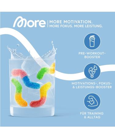 Buy More Every Workout Sour Rubber Worms - Vegan Pre Workout Booster for Motivation Focus & Performance - 270g | International Shipping - Buy Online on GoSupps.com