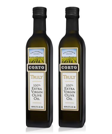 Corto TRULY | 100% Extra Virgin Olive Oil | Floral Notes | Cold Extracted in State-of-the-Art Mill | Straight from Official Corto Olive Groves & Oil Producer (Truly 500ml Twin) 17 Fl Oz (Pack of 2)