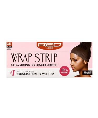 Red by Kiss Wrap Strip Ultra Strong 2X Longer Stretch 44 Strips Black-3.5 (6 PACK)
