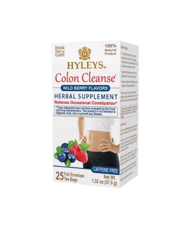 Hyleys Tea Colon Cleanse Wild Berry Flavors Caffeine Free 25 Tea Bags 1.32 oz (37.5 g)