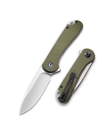 CIVIVI Knives Elementum Folding Pocket Knife 2.96" D2 Satin Blade,G-10 Handles C907E (Green)