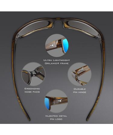 KastKing Skidaway Polarized Sport Sunglasses | Ideal for Driving, Fishing, Cycling | UV Protection | Glossy Tortoise Frame, Smoke - Ocean Mirror Lens - Buy Online on GoSupps.com