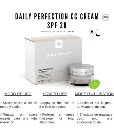 abril et nature | Cr me Hydratante et Unifiante | Cr me CC Perfection Quotidienne SPF 20 | Pr vient les Premi res Rides et Illumine le Teint | 50 ml | Vegan - Buy Online on GoSupps.com