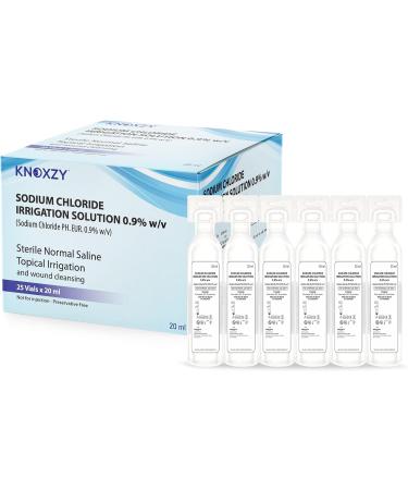 KNOXZY Sterile Saline Pods 20ml - Eye Wash & Wound Cleansing for Topical Irrigation | Pack of 25 - Buy Online on GoSupps.com