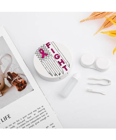 FIGHT Awareness Ribbon Round Case For Contact Lens Kit Storage Box with Mirror Printed - Buy Online on GoSupps.com