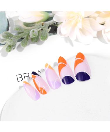 Sethexy Abstract Almond Shape False Nails - 24pc Multicolored Acrylic French Press On Nails for Women & Girls - Buy Online on GoSupps.com