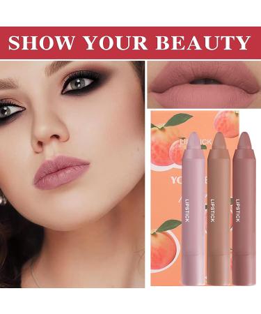 Fusang 3Pcs Nude Matte Lipstick Set - Long Lasting & Nourishing Lipgloss Set | Waterproof Velvet Lip Gloss Set | Crayon Matte Lip Stain for Women - Buy Online on GoSupps.com