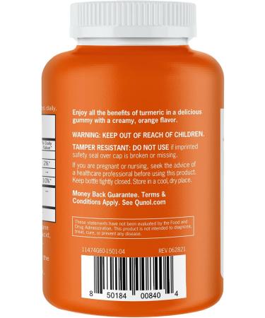 Qunol Turmeric Curcumin Gummies 500mg - Orange, 60 Count | Supports Active Lifestyle - Buy Online on GoSupps.com
