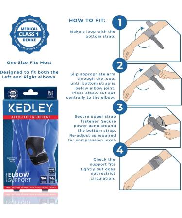 Kedley Neoprene Elbow Support Brace for Arthritis Tennis & Golfers Elbow Pain Relief - Adjustable Strap for Upper Arm Strain - Epicondylitis Pain Management - Buy Online on GoSupps.com