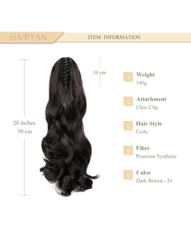 50cm Dark Brown Curly Claw Clip Ponytail Extensions | Wavy Hair Braid | Synthetic Hair for Women - Buy Online on GoSupps.com