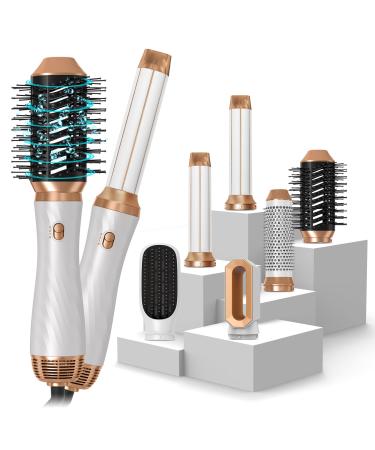 Upgrade Auto Airflow Curl System UKLISS Hot Air Styler 2024 New Hair Dryer Brush Set 6 in 1 with Hair Dryer Brush Massage Hot Brush Hairdryer Hair Straightening Brush for Styling White Gold