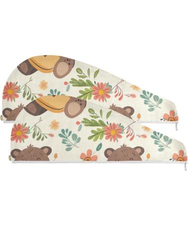 Brown Bear Guitar Hair Towel 2 Pack - Super Absorbent Quick Dry Hair Turbans for Women & Girls - Buy Online on GoSupps.com