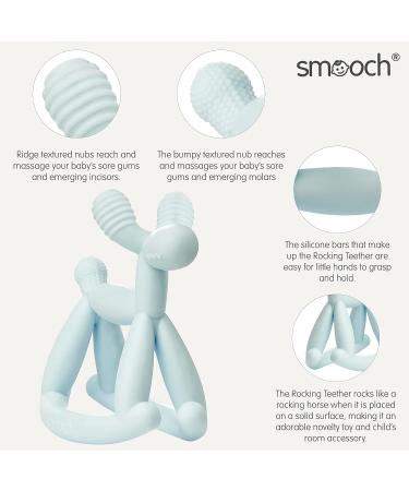 Smooch Rocking Teething Toys | Easy-to-Hold Silicone Teether for Babies 0-6 Months | Provides Teething Relief | Light Blue+Coral - Buy Online on GoSupps.com