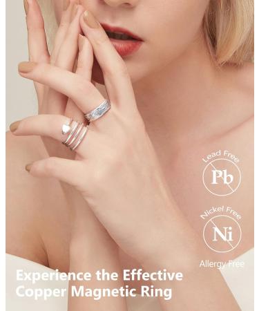 Jeracol 2pcs Copper Magnetic Rings for Women Men | 3500 Gauss Ultra Strength Magnets | 100% Pure Copper | Gift Box Included | Silver Plum&Love Heart - Buy Online on GoSupps.com