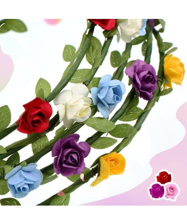 eBoot 10 PC Multicolor Flower Crown Headbands for Festival Wedding Party - Buy Online on GoSupps.com