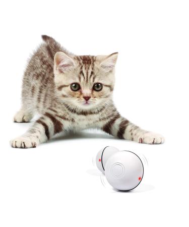 YOFUN Smart Interactive Cat Toy - Newest Version 360 Degree Self Rotating Ball, USB Rechargeable Pet Toy, Build-in Spinning Led Light, Stimulate Hunting Instinct for Your Kitty White