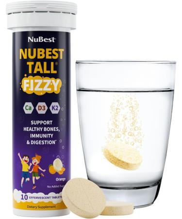 NuBest Fizzy - Probiotic Bone Strength & Immunity for Kids & Teens | Effervescent Orange Tablets - Calcium Magnesium D3 K2 Zinc - Pack of 3 - Buy Online on GoSupps.com