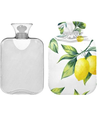 Durable 1L Heat Bottle for Pain Relief - White Watercolor Lemon Design | Ideal for Hands Feet Shoulders & Cramps - Perfect Heat Therapy Solution - Buy Online on GoSupps.com