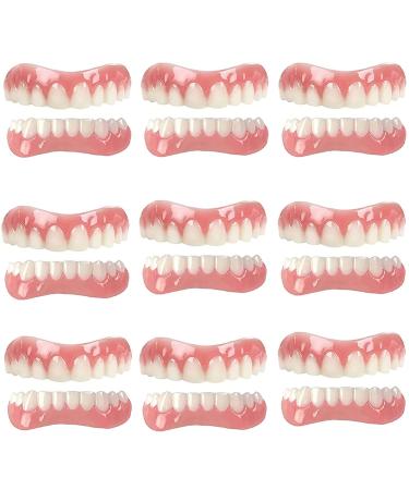 Hfdhd dentures pebble cosmetic teeth temporary prostheses immediate upper and lower veneers comfort prostheses removable alternative to resolved dentures men women 9 pairs