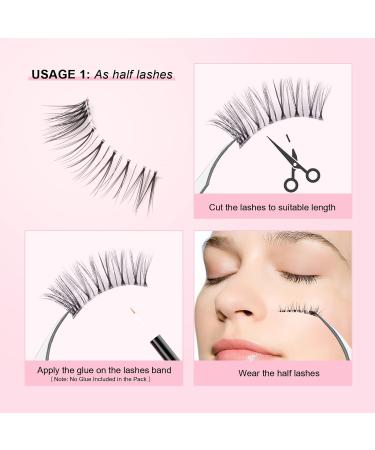 10 Pairs Glowingwin Short Wispy Cat Eye Half Lashes - Natural False Eyelashes with Clear Band - Handmade Reusable Soft Mink Lashes - Corner Lashes 3/4 Length - Fluffy & Transparent Fake Lashes - Style 08 - Buy Online on GoSupps.com