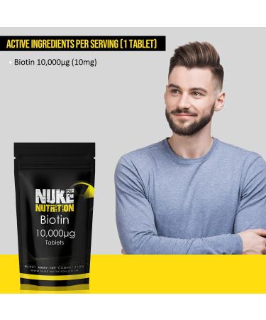 Nuke Nutrition Biotin Tablets 10000mcg x180 - Hair Growth Vitamins - Keratin Reinforcement for Men and Women - Buy Online on GoSupps.com