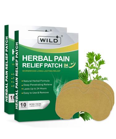 WILD+ Knee Patches for Pain Relief 20PCS Upgraded Large Herbal Knee Pain Relief Patches Joint Pain Relief Pads Long Lasting Warming Knee Plasters Pain Relieving for Neck/Back/Knee/Shoulder Pain 20 PCS