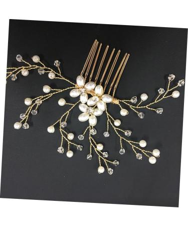 Housoutil Women Hairpin Bridal Wedding Headpiece Wedding Tiara Pearl Hair Comb Pearl Headpiece Wedding Hair Comb Crystal Hair Accessories Bride - Buy Online on GoSupps.com