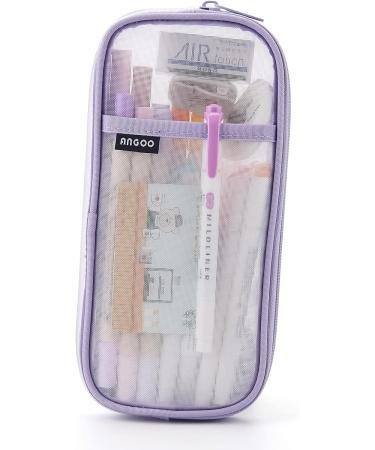 EASTHILL Grid Mesh Pencil Case & Cosmetics Bag - Purple | Multi-Purpose Travel & School Organizer for Teens & Adults - Buy Online on GoSupps.com