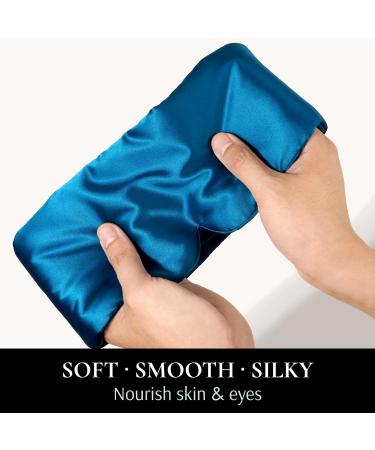 Zenssia Satin Silk Sleep Mask | Cozy Peacock Blue Blackout Eye Mask for Men & Women | Adjustable Padded Blindfold for Sleep - Buy Online on GoSupps.com