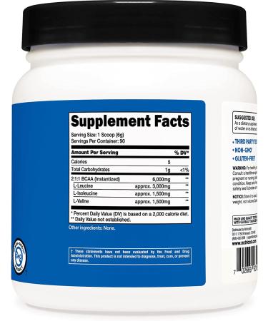 Nutricost BCAA Powder 2:1:1 (Unflavored) 90 Servings - Branched Chain Amino Acids Unflavored 90 Serv - Buy Online on GoSupps.com