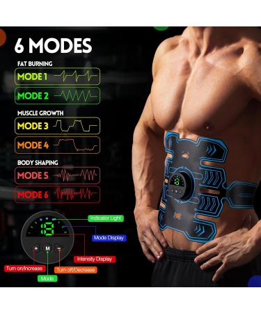 Aiseok EMS Abdominal Muscle Trainer - USB Rechargeable Belly Trainer 6 Modes & 19 Intensities LCD Screen Unisex EMS Training Device for Arms Hips & Legs - Buy Online on GoSupps.com