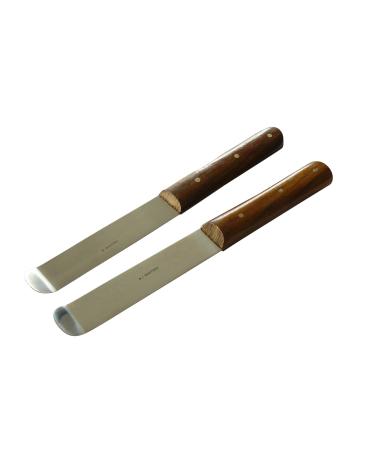 2x plaster spatula/mixing spatula curved at the front spatula with wooden handle 20 cm plaster spatula cosmetic cream spatula ointment spatula