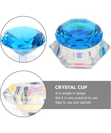 Minkissy Nail Art Dappen Dish Diamond Shape Nail Crystal Bowl with Lid for Nail Acrylic Liquid Powder (Lake Blue) - Buy Online on GoSupps.com