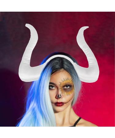 Ciieeo Devil Horns Headband Black: Cosplay Horn Hair Hoop Demon Headpiece Devil headband for Halloween Party Hair Accessory White - Buy Online on GoSupps.com
