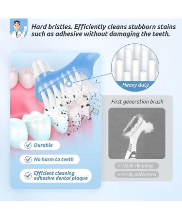 YCUS Premium Hard Denture Cleaning Brush Toothbrush (4-Pack) - Heavy Duty Double Bristle Heads for Deep Cleaning Care - Ergonomic Anti-Slip Handle - Portable Design - Multi-Layered Bristles - Hrad Bristles - 4 Color - Buy Online on GoSupps.com