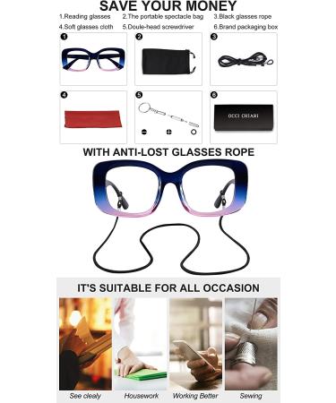 OCCI CHIARI Women's Fashion Reading Glasses Blue Light Blocking Reader +1.0-3.5 5087-Purple 2.5x - Buy Online on GoSupps.com
